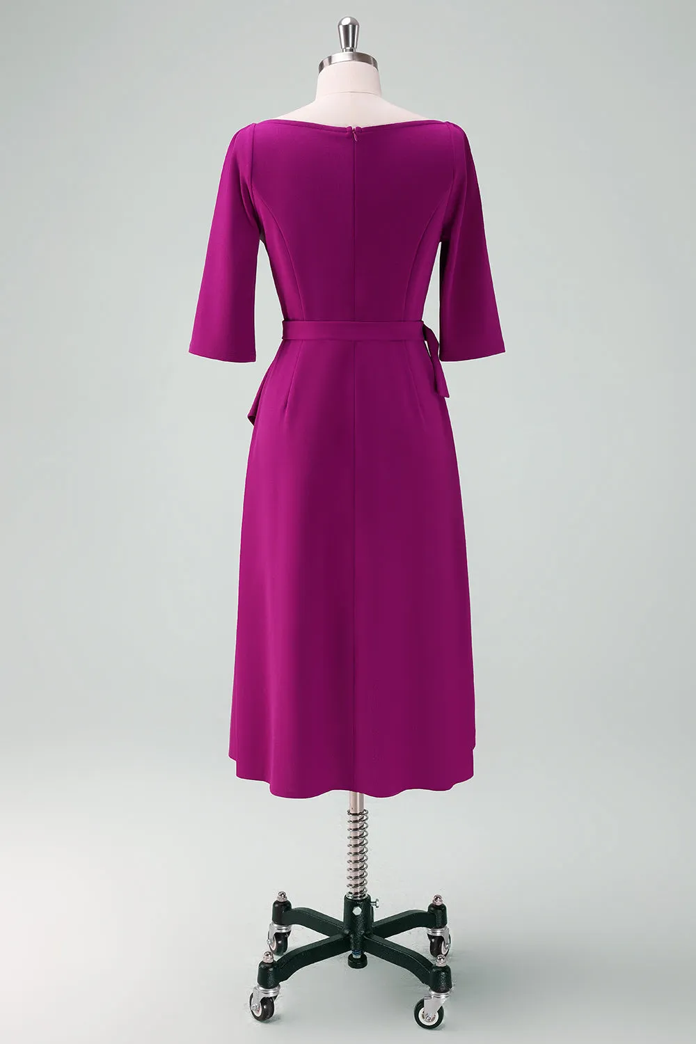 Grape Purple Asymmetrical Cocktail Dress with Half Sleeves sold by Zapaka product image thumbnail 2