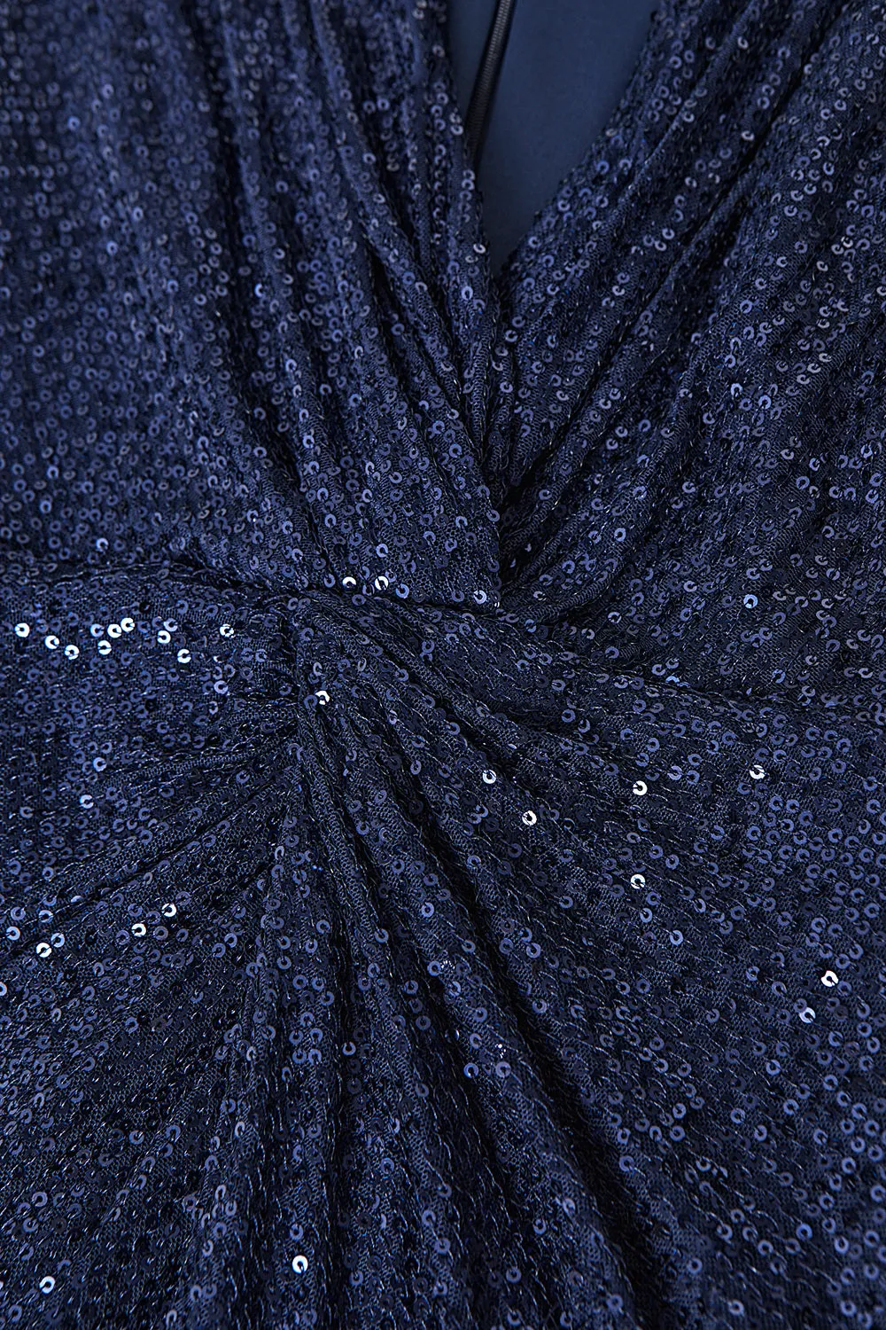 Navy V-neck Sheath Sequins Midi Cocktail Dress with Slit sold by Zapaka product image thumbnail 3