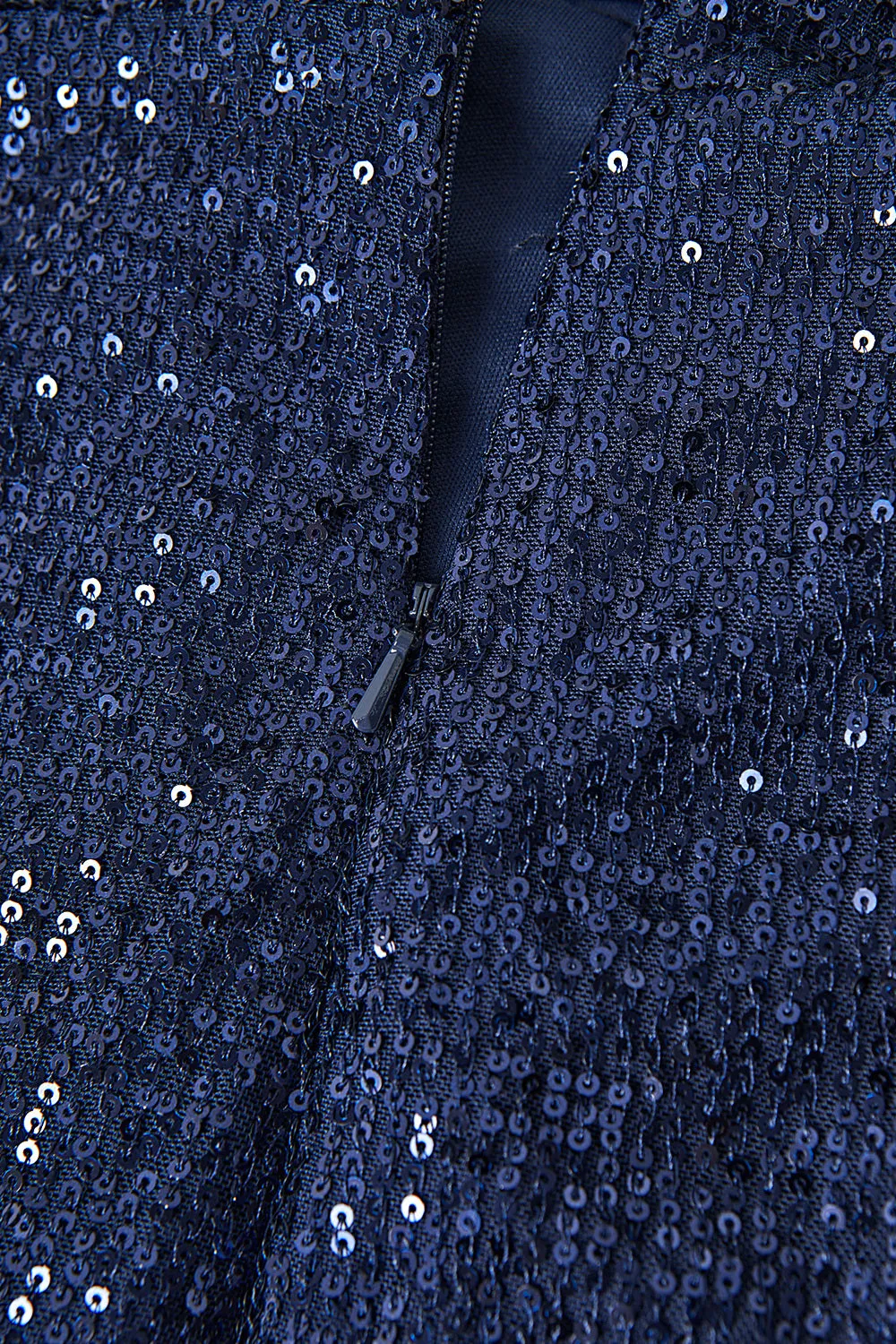 Navy V-neck Sheath Sequins Midi Cocktail Dress with Slit sold by Zapaka product image thumbnail 5