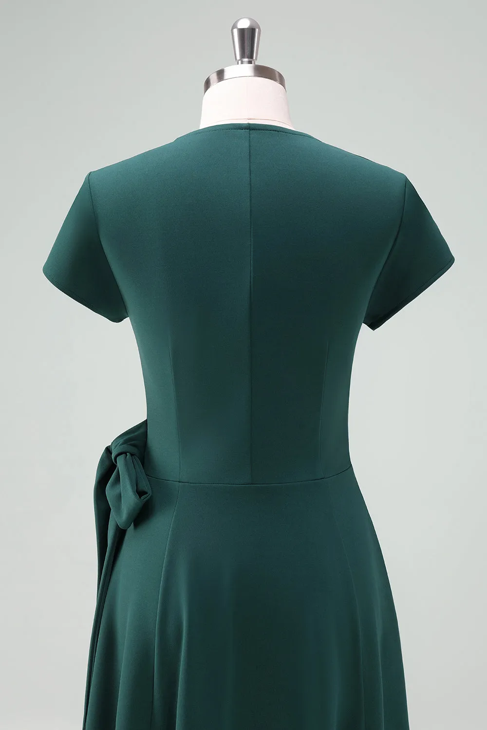 Dark Green A-Line Mother of Bride Dress with Short Sleeves sold by Zapaka product image thumbnail 5