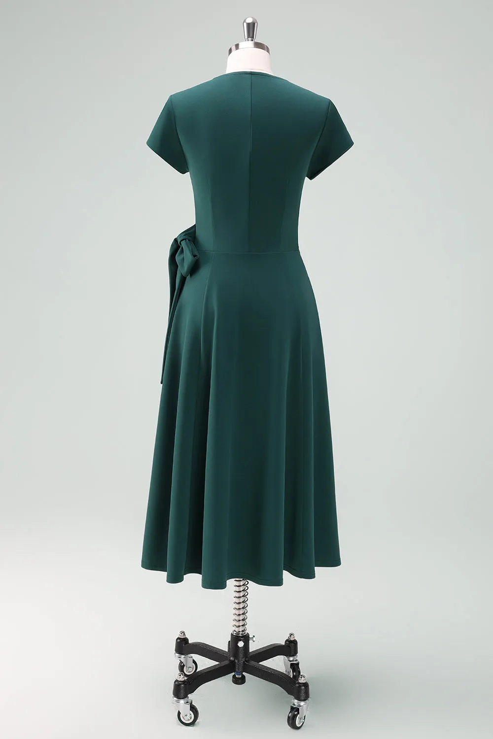 Dark Green A-Line Mother of Bride Dress with Short Sleeves sold by Zapaka product image thumbnail 2