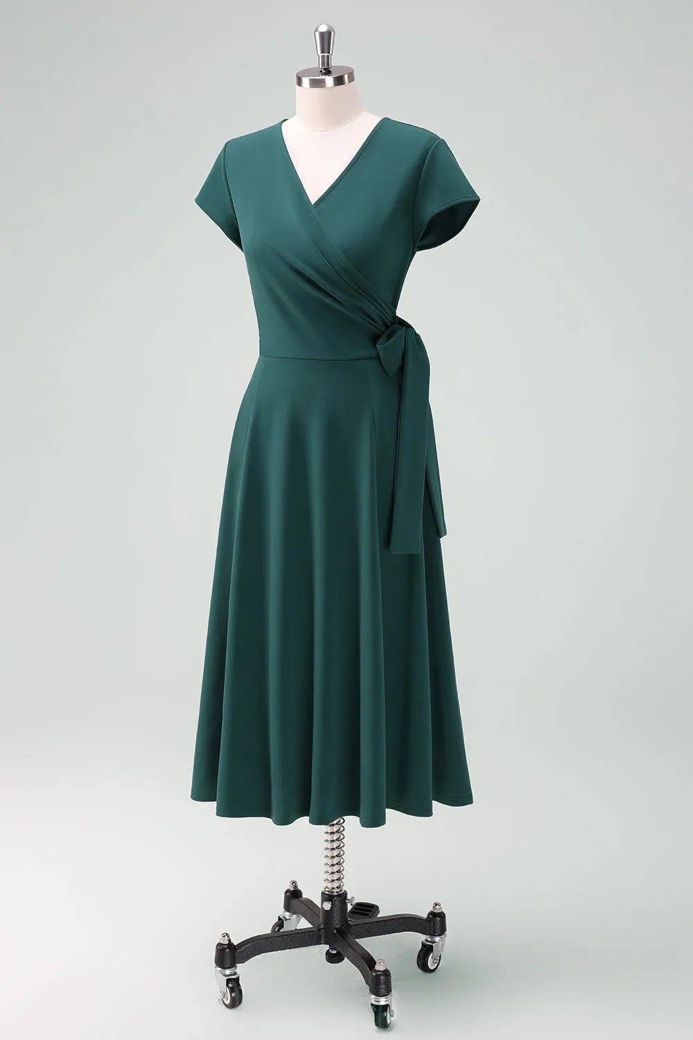Dark Green A-Line Mother of Bride Dress with Short Sleeves sold by Zapaka product image thumbnail 3