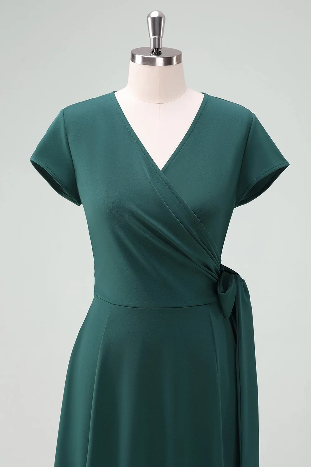 Dark Green A-Line Mother of Bride Dress with Short Sleeves sold by Zapaka product image thumbnail 4