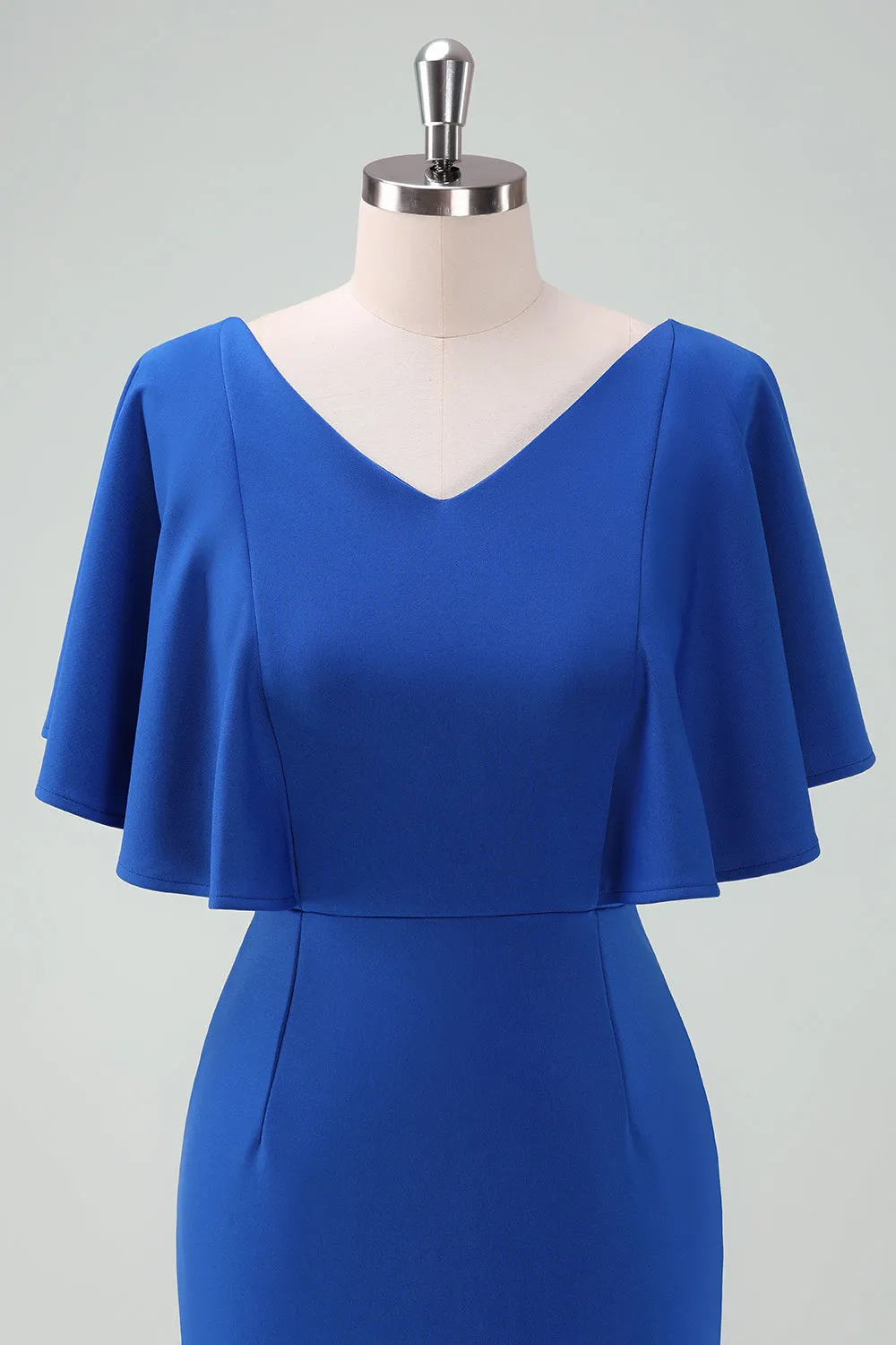 Royal Blue Bodycon Mother of Bride Dress with Short Sleeves sold by Zapaka product image thumbnail 4