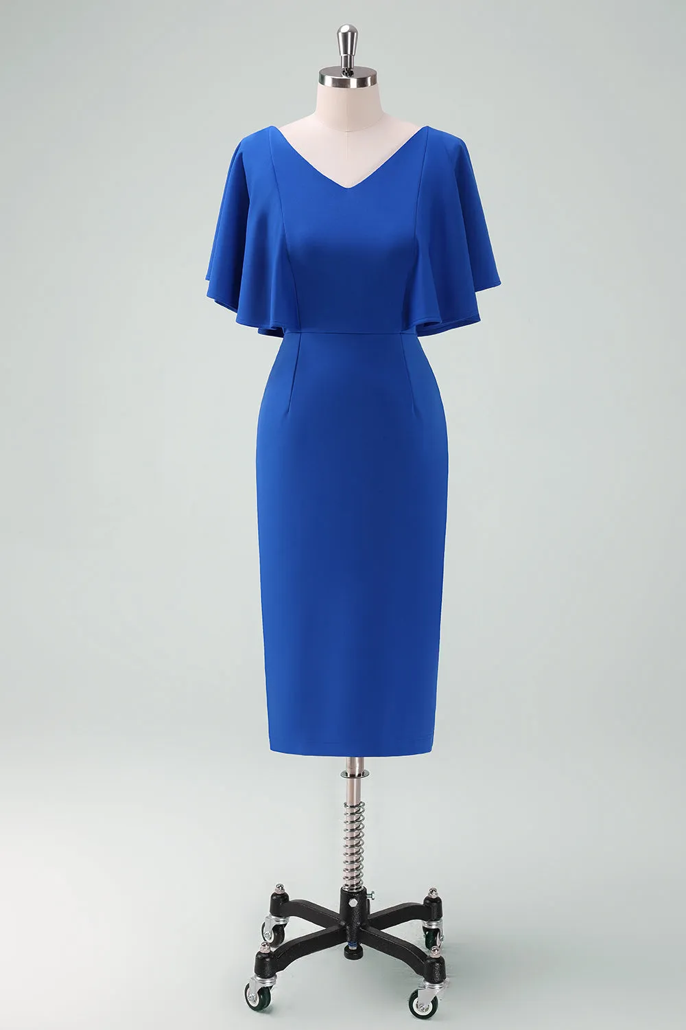 Royal Blue Bodycon Mother of Bride Dress with Short Sleeves sold by Zapaka