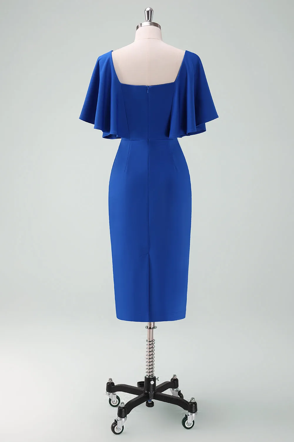 Royal Blue Bodycon Mother of Bride Dress with Short Sleeves sold by Zapaka product image thumbnail 2