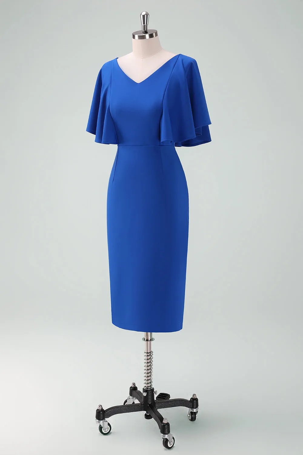 Royal Blue Bodycon Mother of Bride Dress with Short Sleeves sold by Zapaka product image thumbnail 3