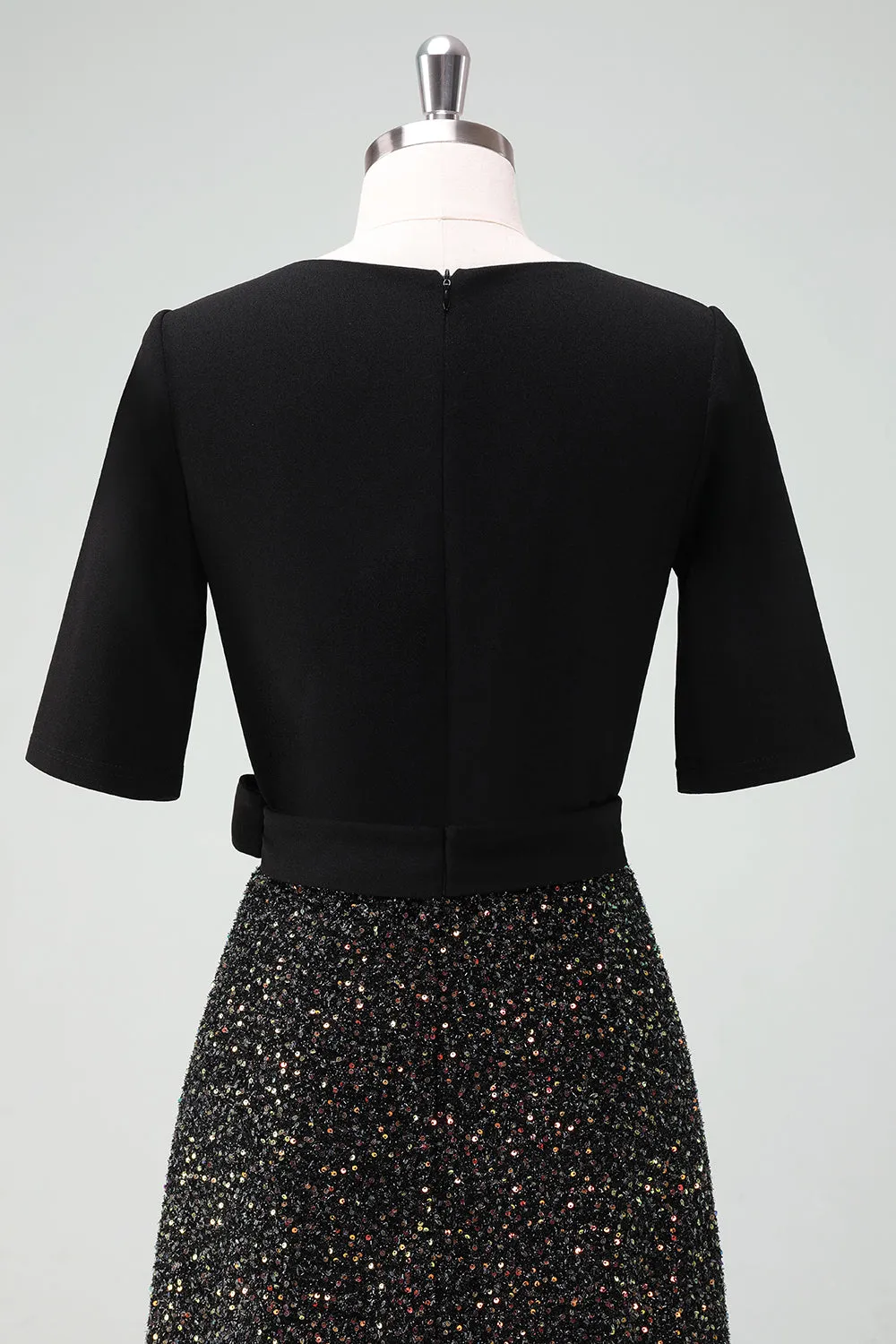 Sparkly Black A-Line Cocktail Dress with Half Sleeves sold by Zapaka product image thumbnail 5