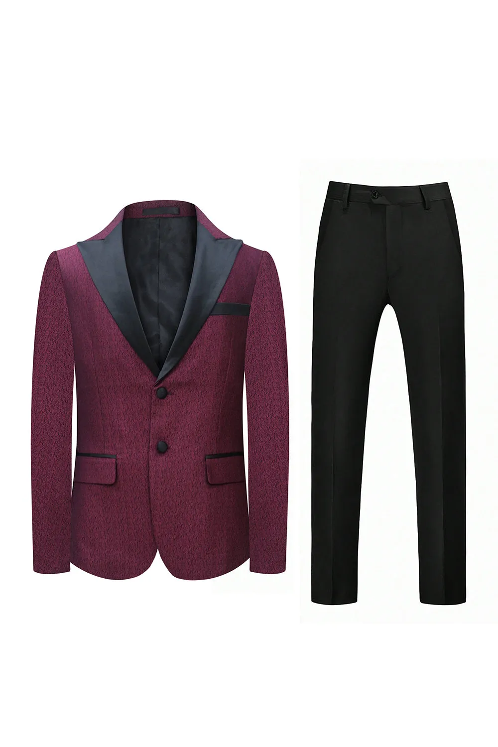 Burgundy Peak Lapel 2 Pieces Men Suits for Prom sold by Zapaka