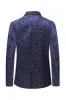 Dark Blue Floral Printed Shawl Lapel 2 Pieces Men Suits sold by Zapaka