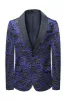 Dark Blue Floral Printed Shawl Lapel 2 Pieces Men Suits sold by Zapaka