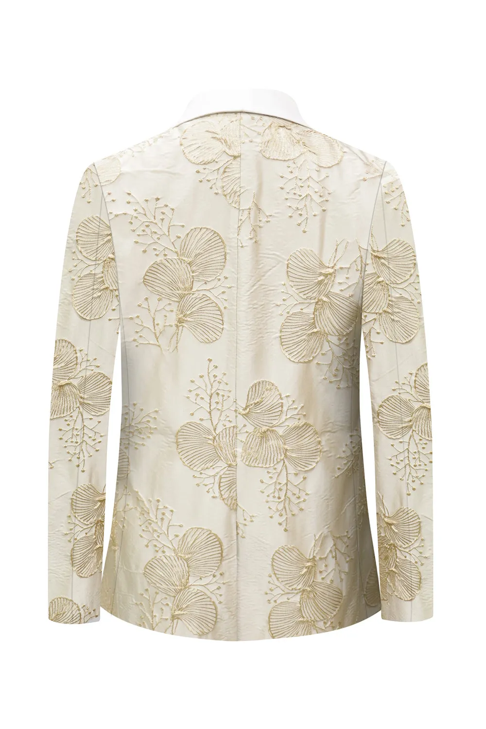 Champagne Floral Printed Shawl Lapel One Button 2 Pieces Men Suits sold by Zapaka product image thumbnail 3