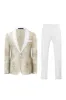 Champagne Floral Printed Shawl Lapel One Button 2 Pieces Men Suits sold by Zapaka