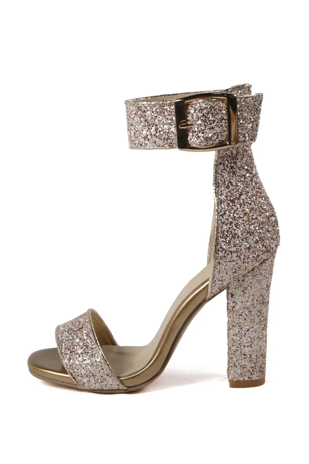 Glitter Golden Open Toe Buckle Party Shoes sold by Zapaka product image thumbnail 3