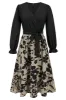 Apricot Flower A Line Ruched Cocktail Dress with Long Sleeves sold by Zapaka
