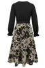 Apricot Flower A Line Ruched Cocktail Dress with Long Sleeves sold by Zapaka