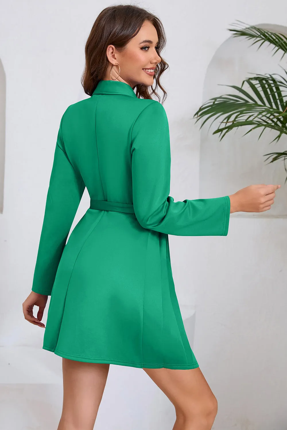 Green A Line Pleated Short Cocktail Dress with Bow sold by Zapaka product image thumbnail 2
