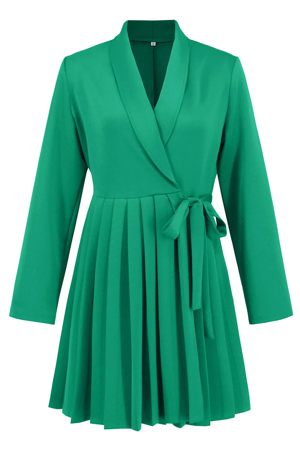 Green A Line Pleated Short Cocktail Dress with Bow sold by Zapaka product image thumbnail 5