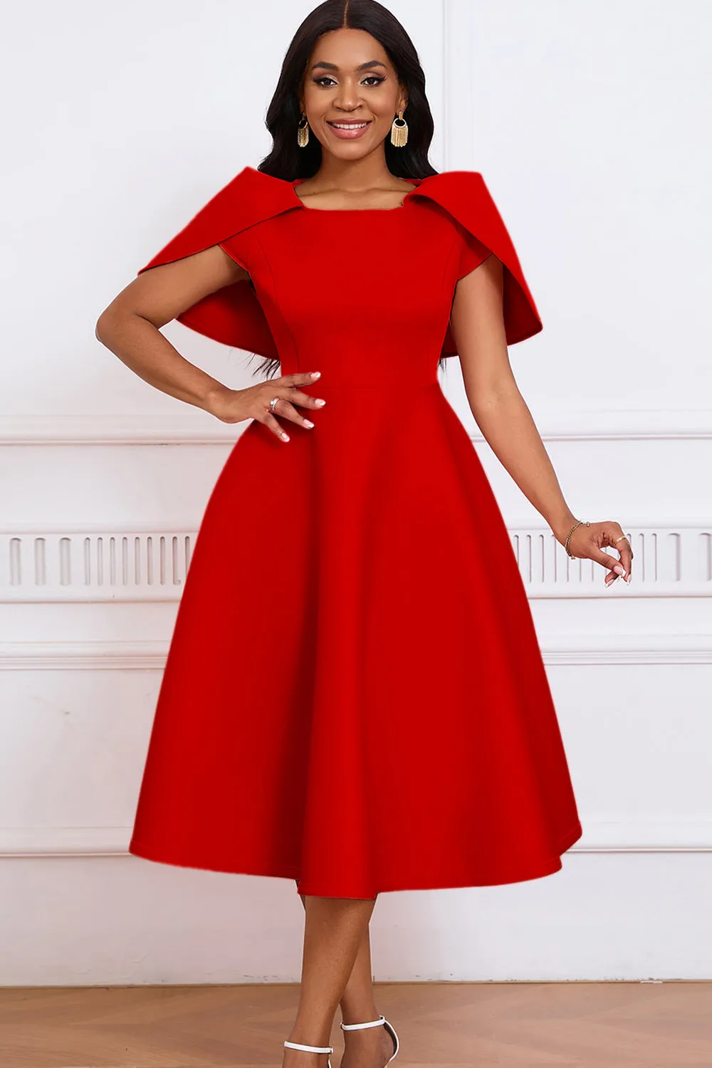 Fashion Elegant Socialite Banquet Cocktail Party Big Skewer Dress Poncho Dress sold by Zapaka