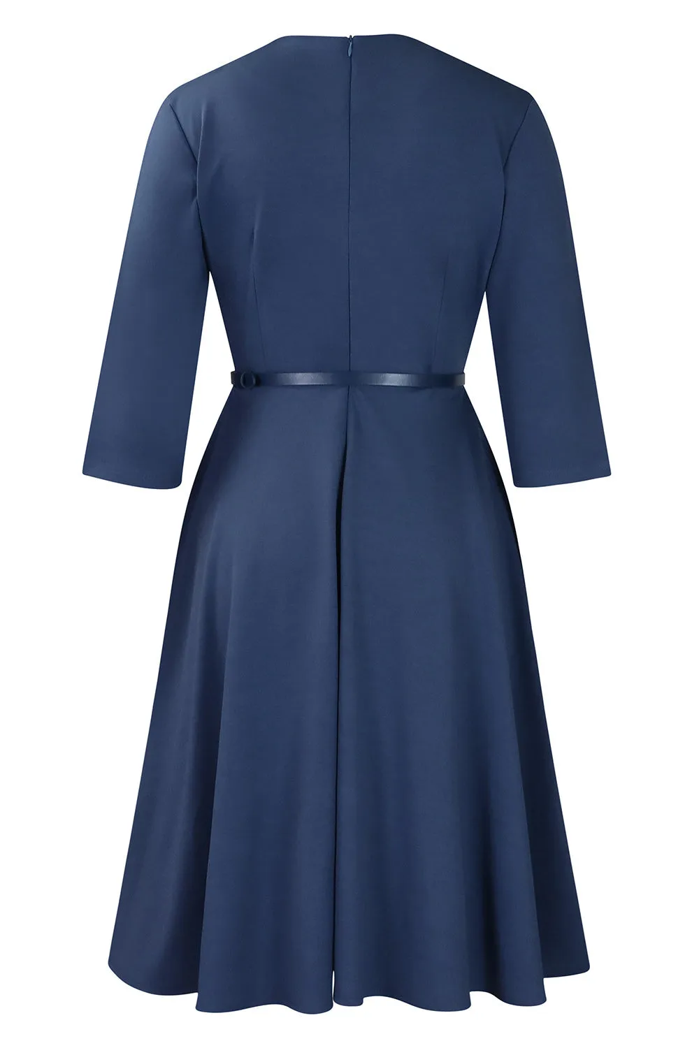 Grey Blue A Line Lapel Long Sleeves Cocktail Dress sold by Zapaka product image thumbnail 5