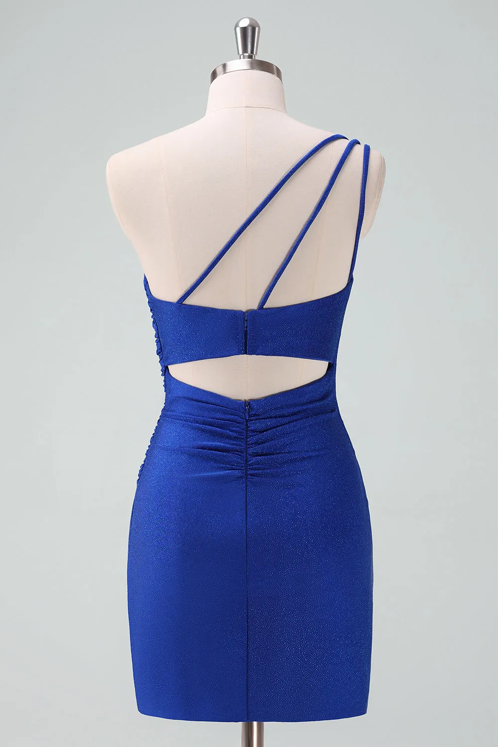 Royal Blue One Shoulder Bodycon Ruched Short Homecoming Dress sold by Zapaka product image thumbnail 2