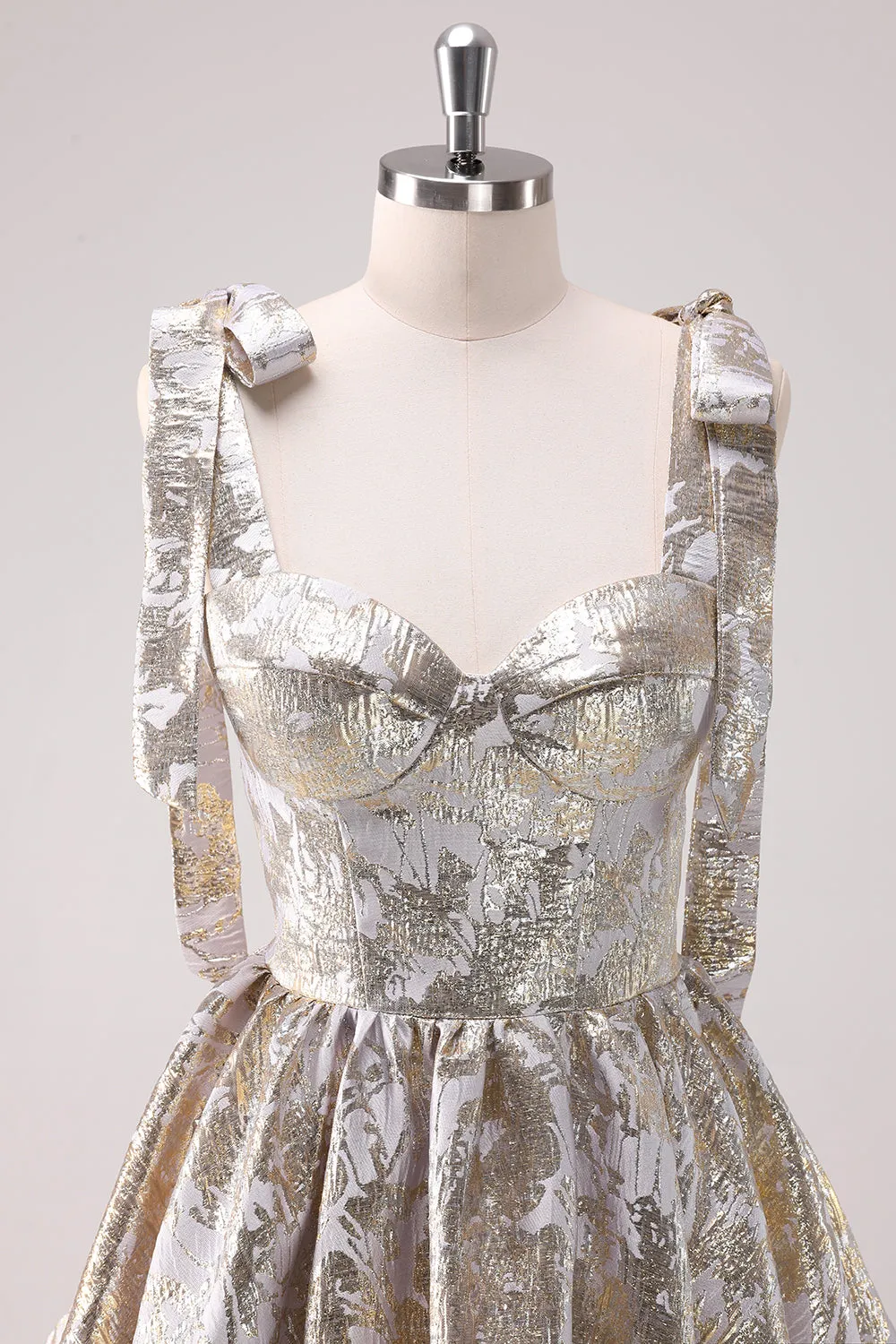 Silver Adjustable Straps A-Line Short Metallic Homecoming Dress with Ruffles sold by Zapaka product image thumbnail 4