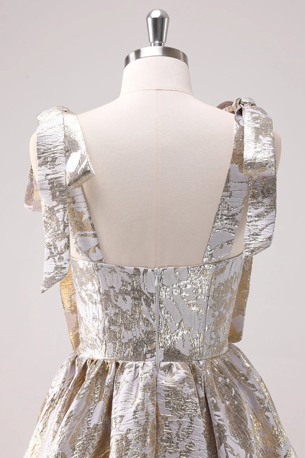 Silver Adjustable Straps A-Line Short Metallic Homecoming Dress with Ruffles sold by Zapaka product image thumbnail 5
