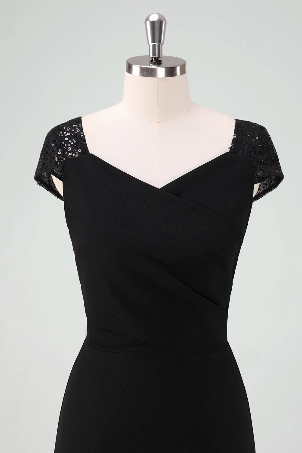 Black High-Low Cocktail Dress with Cap Sleeves sold by Zapaka product image thumbnail 4