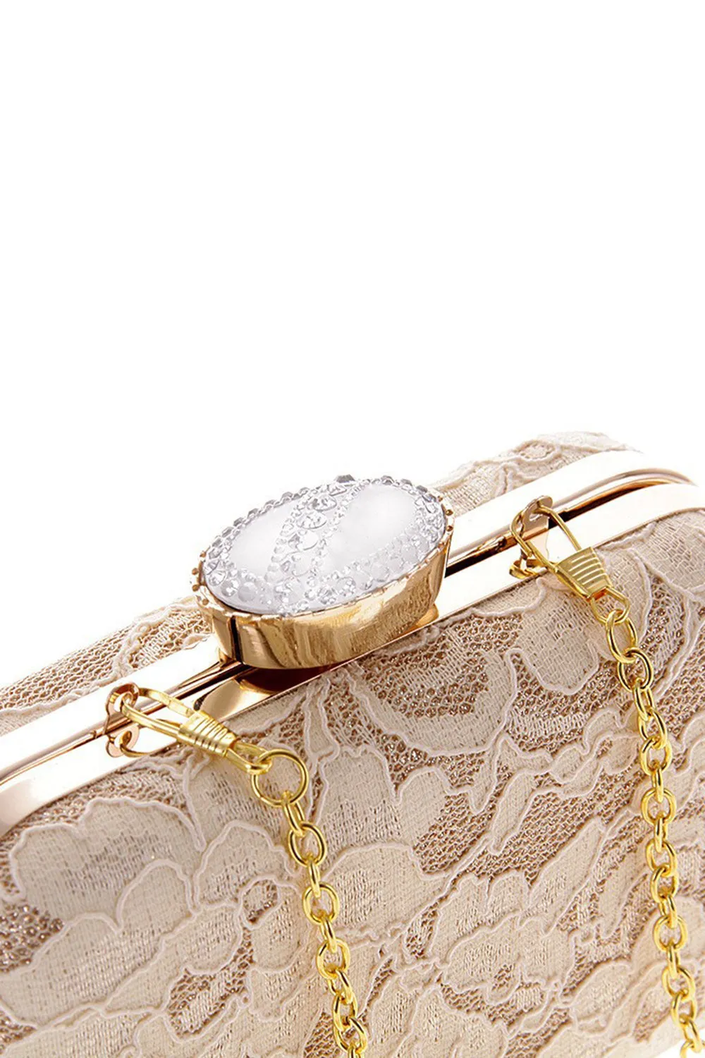 Apricot Lace Handbag with Chains sold by Zapaka product image thumbnail 4