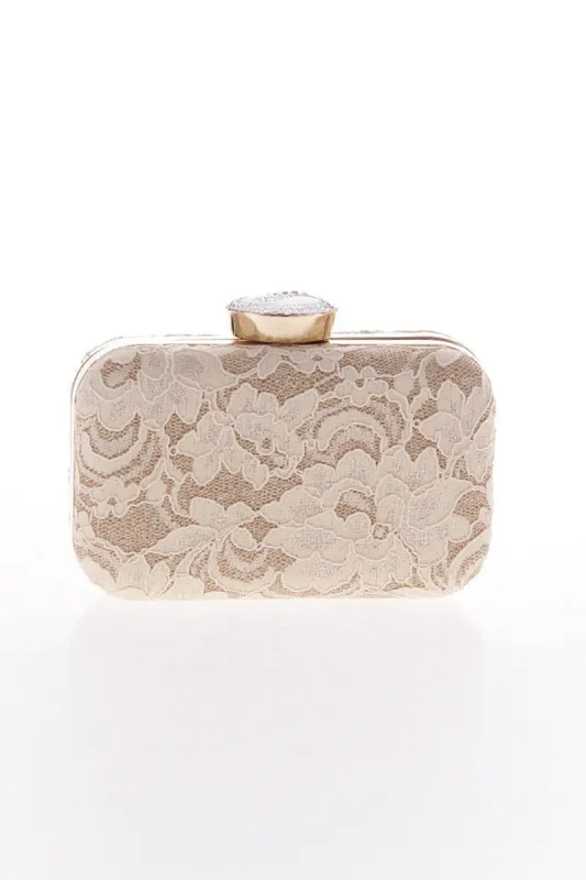 Apricot Lace Handbag with Chains sold by Zapaka