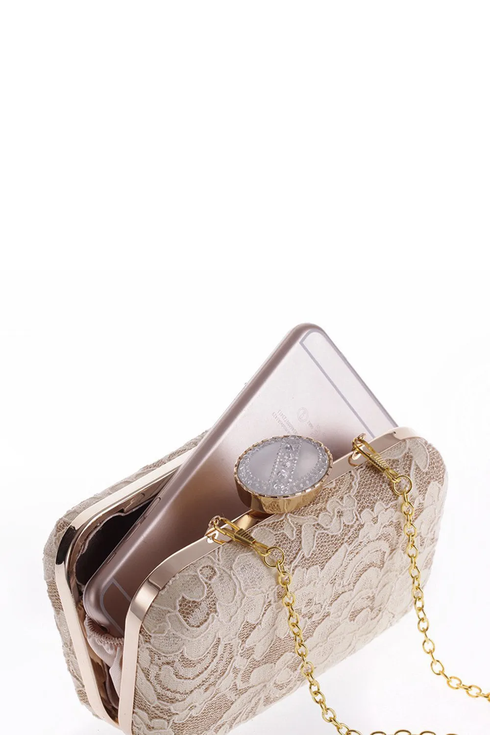 Apricot Lace Handbag with Chains sold by Zapaka product image thumbnail 5