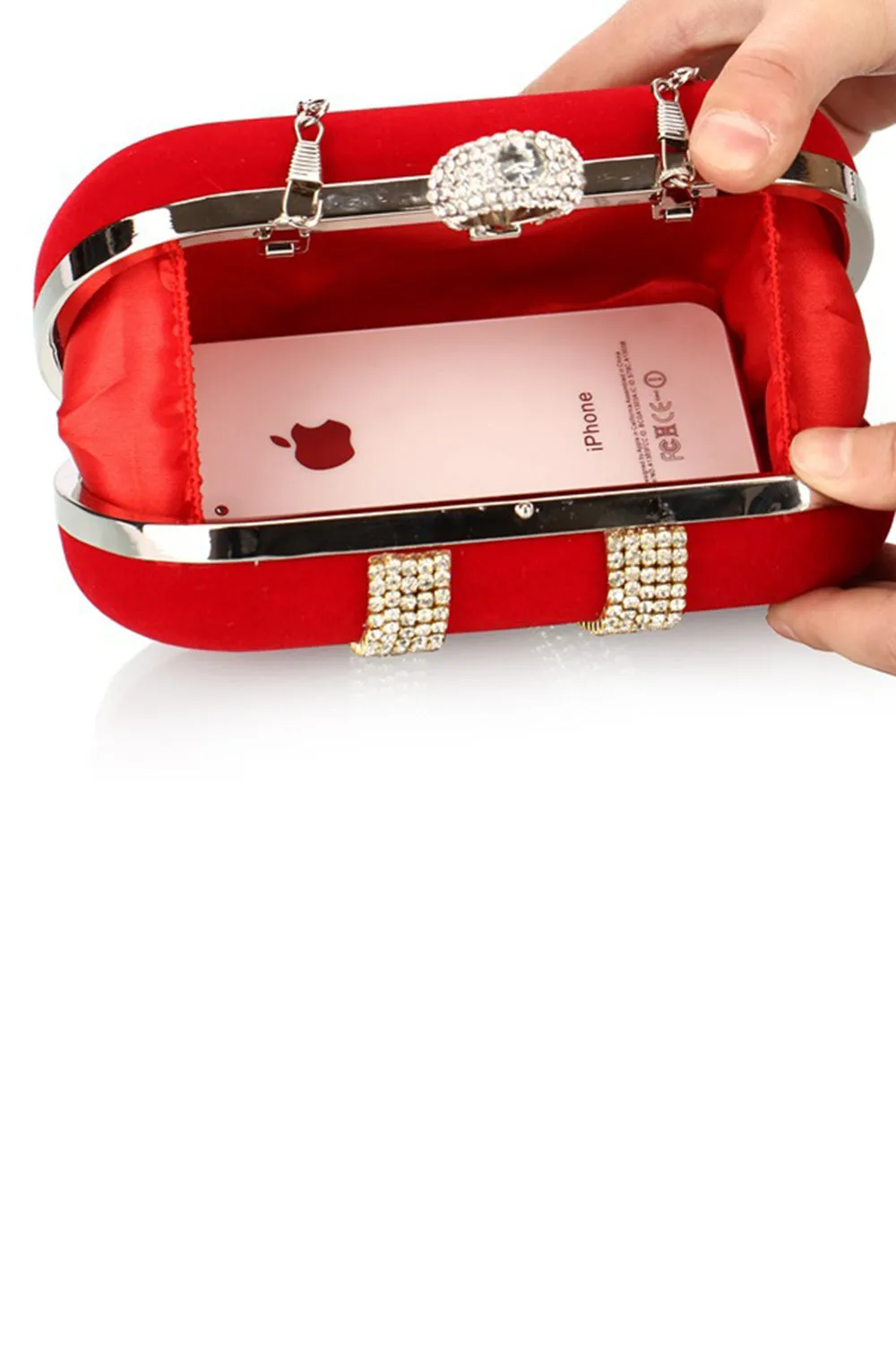 Luxury Red Handbag with Rhinestones sold by Zapaka product image thumbnail 4