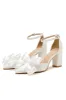 White Bow Pointed Side Hollow High Heels sold by Zapaka