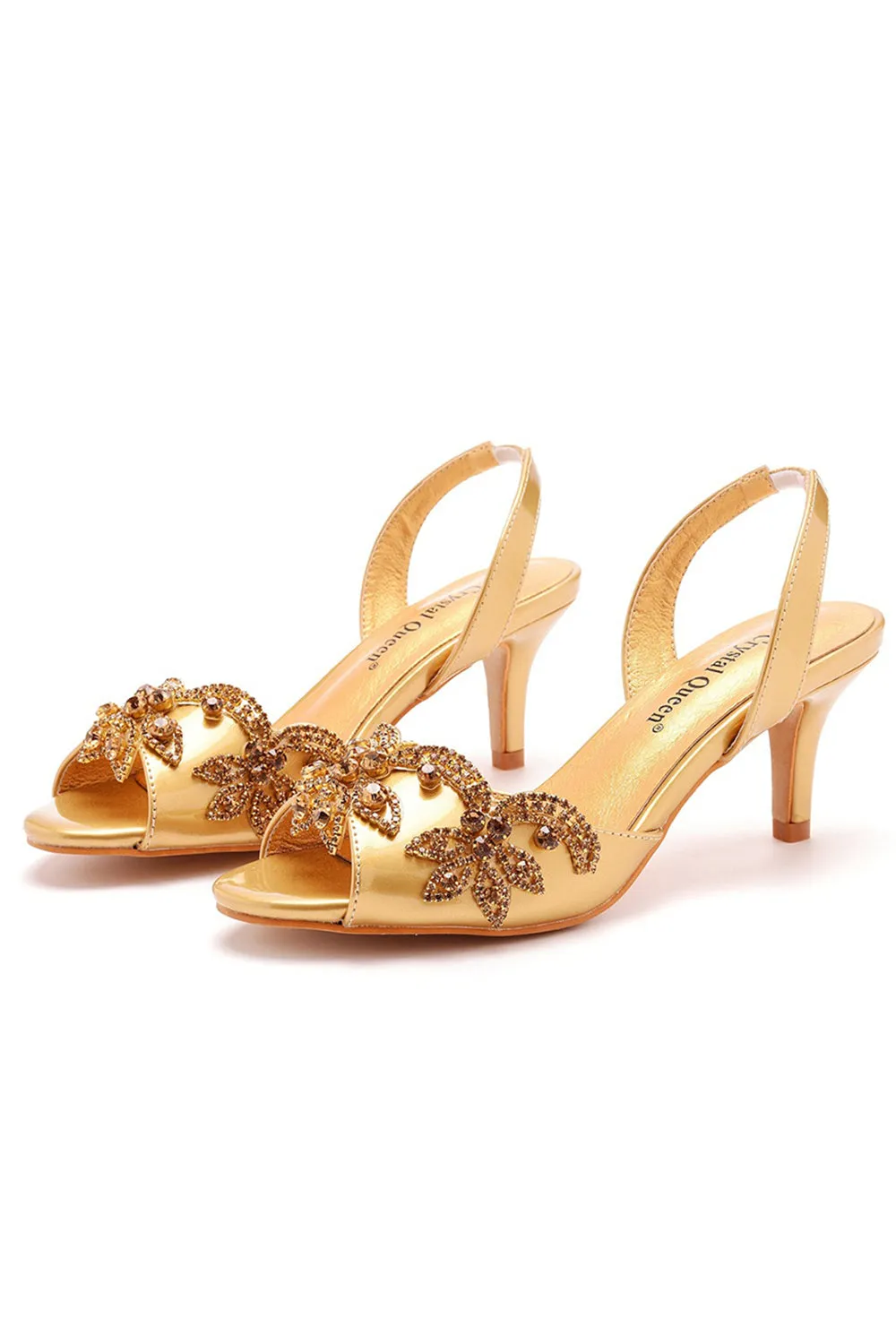 Golden Wedding Shoes Pointed Toe Fashionable Elegant Formal Pumps for Dresses sold by Zapaka