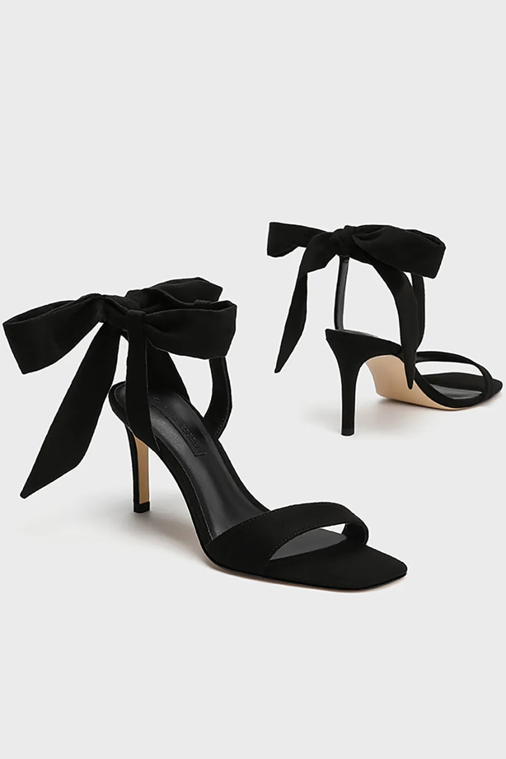 Black Elegant Ankle Lace up High Heel Suede Slim Sandals sold by Zapaka product image thumbnail 3