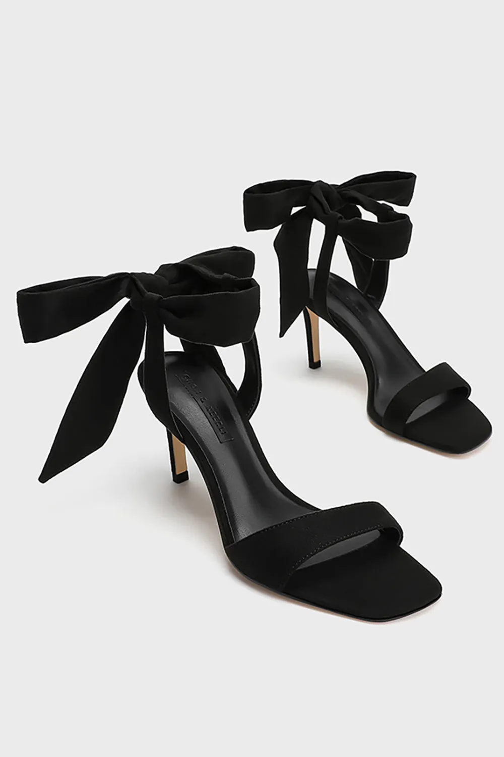 Black Elegant Ankle Lace up High Heel Suede Slim Sandals sold by Zapaka product image thumbnail 4