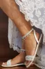 White Rhinestone Low Heel Sandal sold by Zapaka