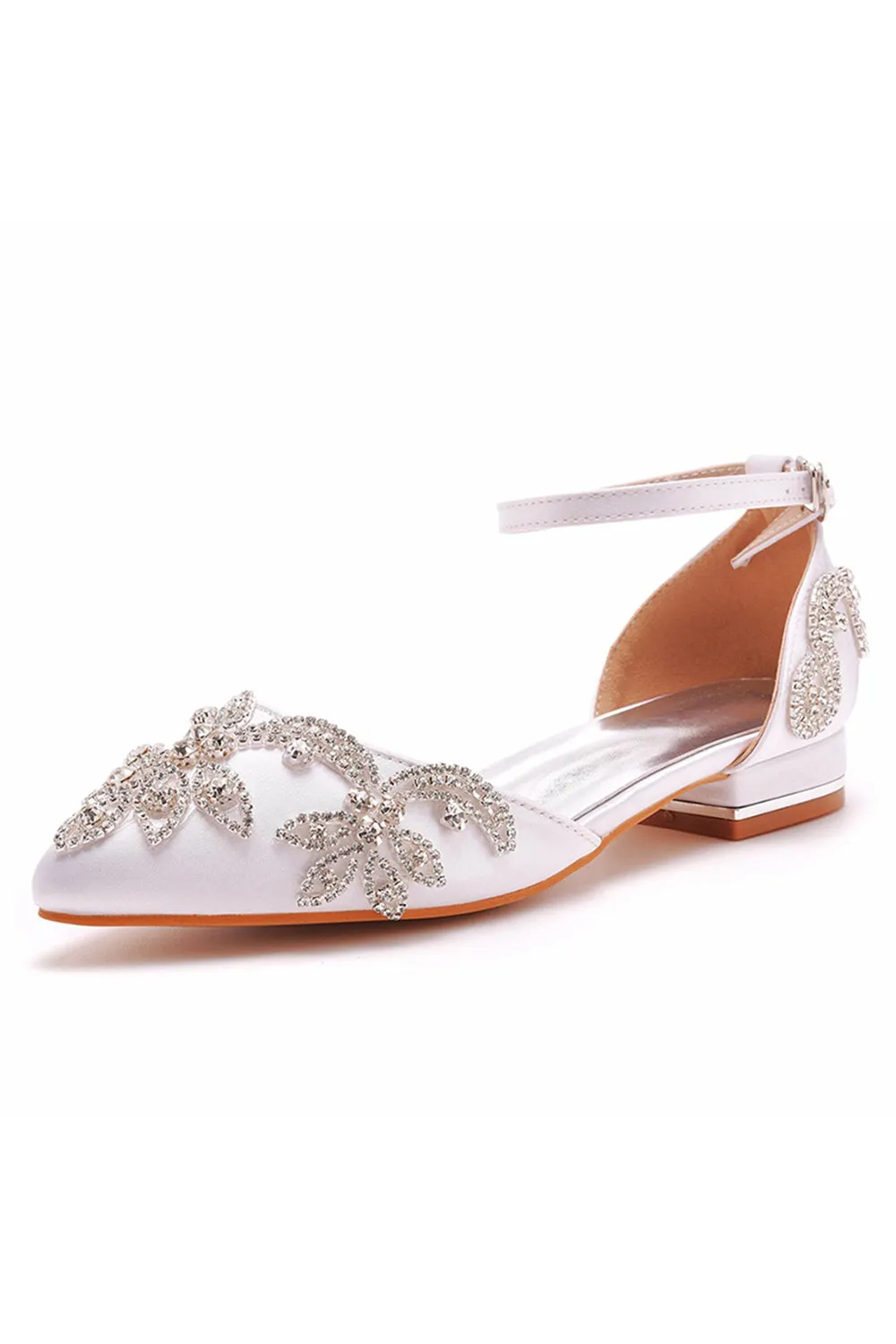 White Pointed Toe Bridal Shoes with Beading sold by Zapaka product image thumbnail 2