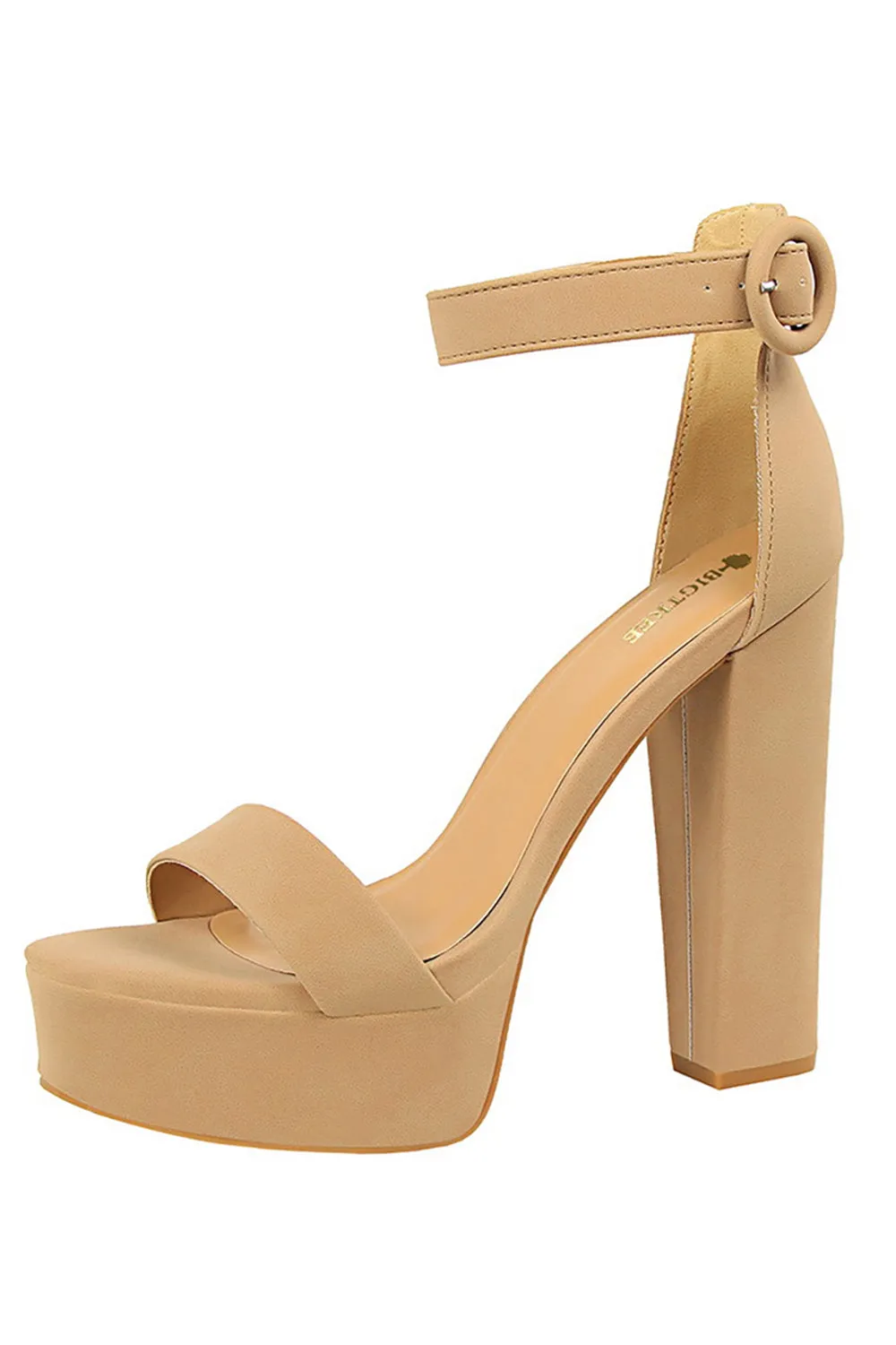Khaki Chunky High Heel Sandals sold by Zapaka product image thumbnail 2
