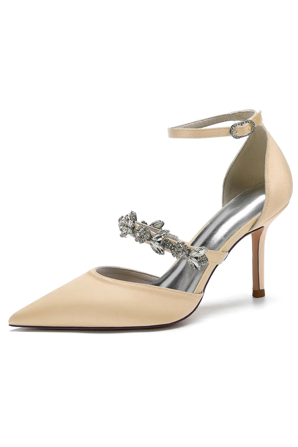 Ivory Rhinestone Pointed High Heels sold by Zapaka product image thumbnail 4