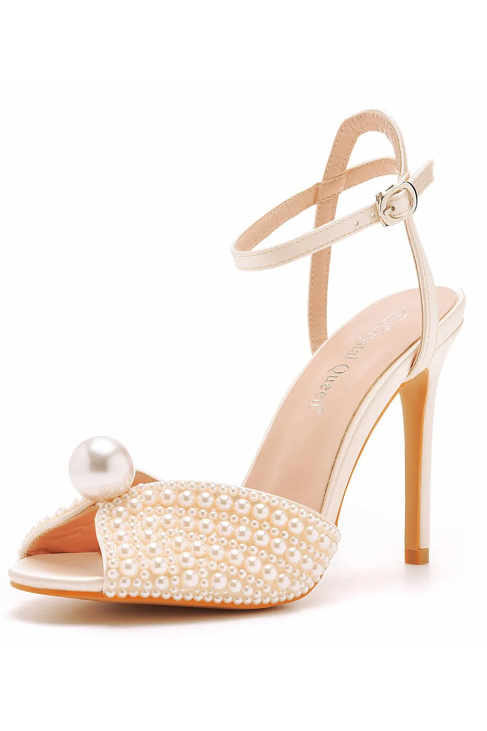Champagne Open Toe Stiletto with Pearl sold by Zapaka product image thumbnail 2