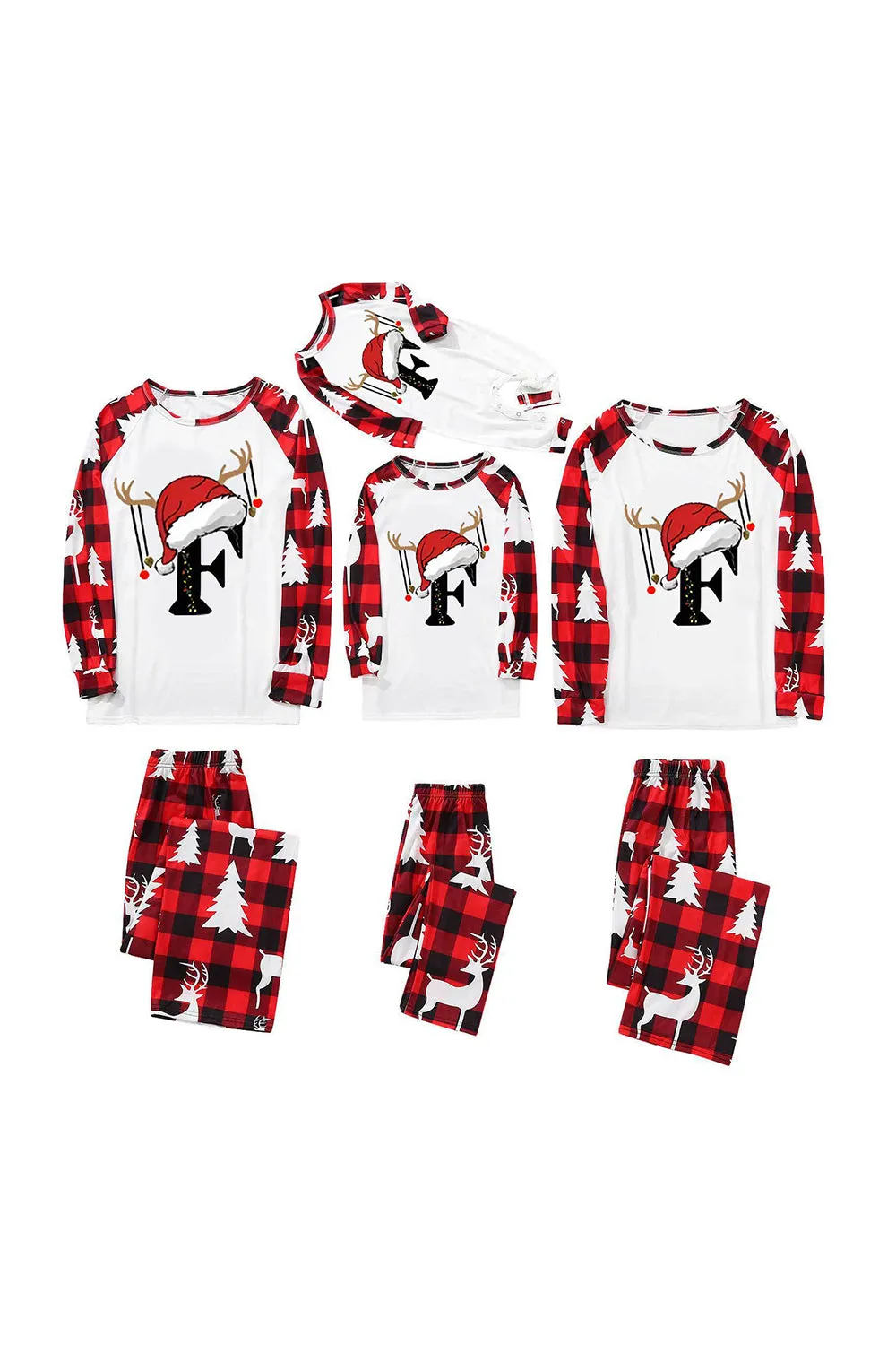 Christmas Printed Red and White Family Matching Pajamas Set sold by Zapaka