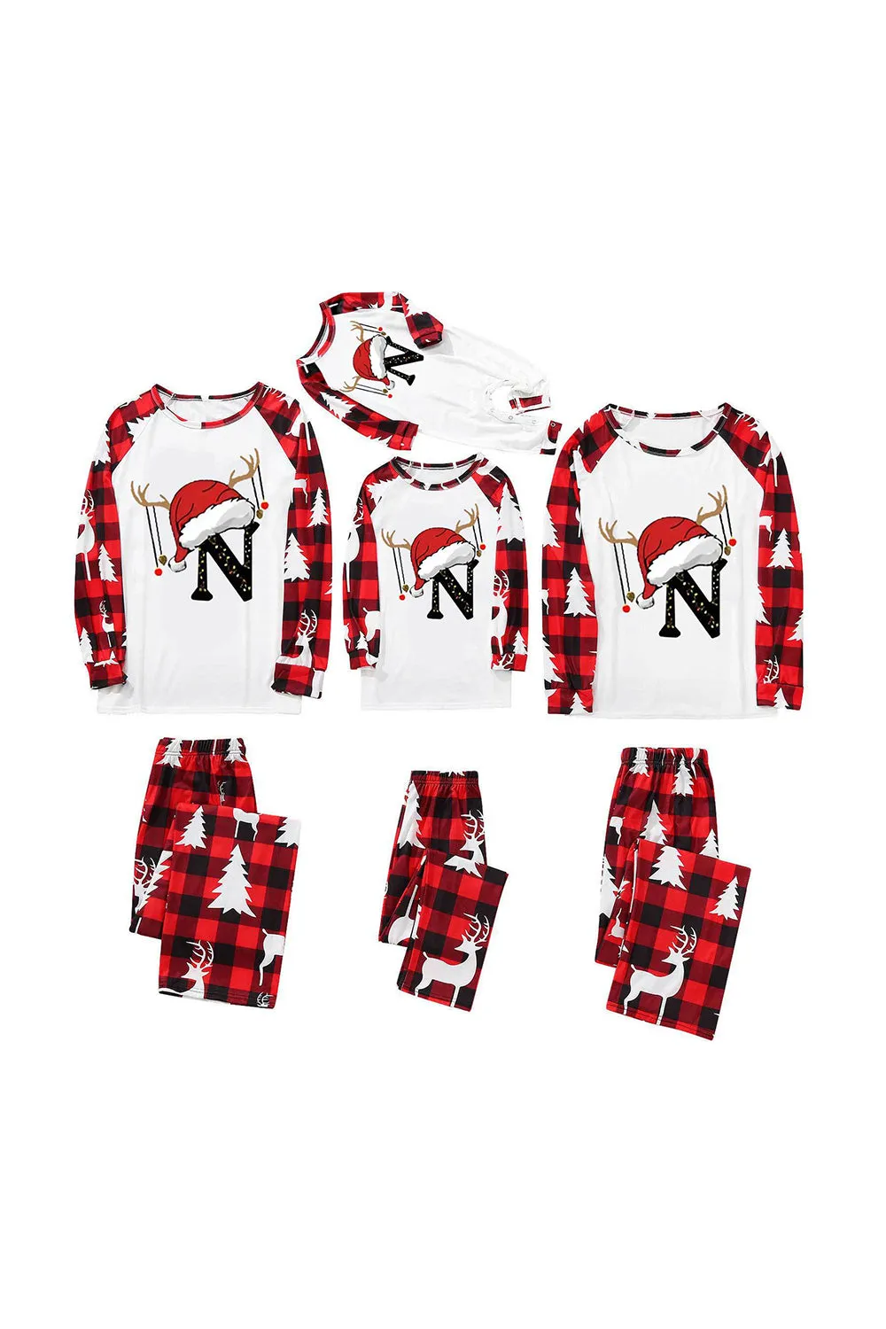 Red and Black Plaid Christmas Hat Printed Family Pajamas Set sold by Zapaka product image thumbnail 4