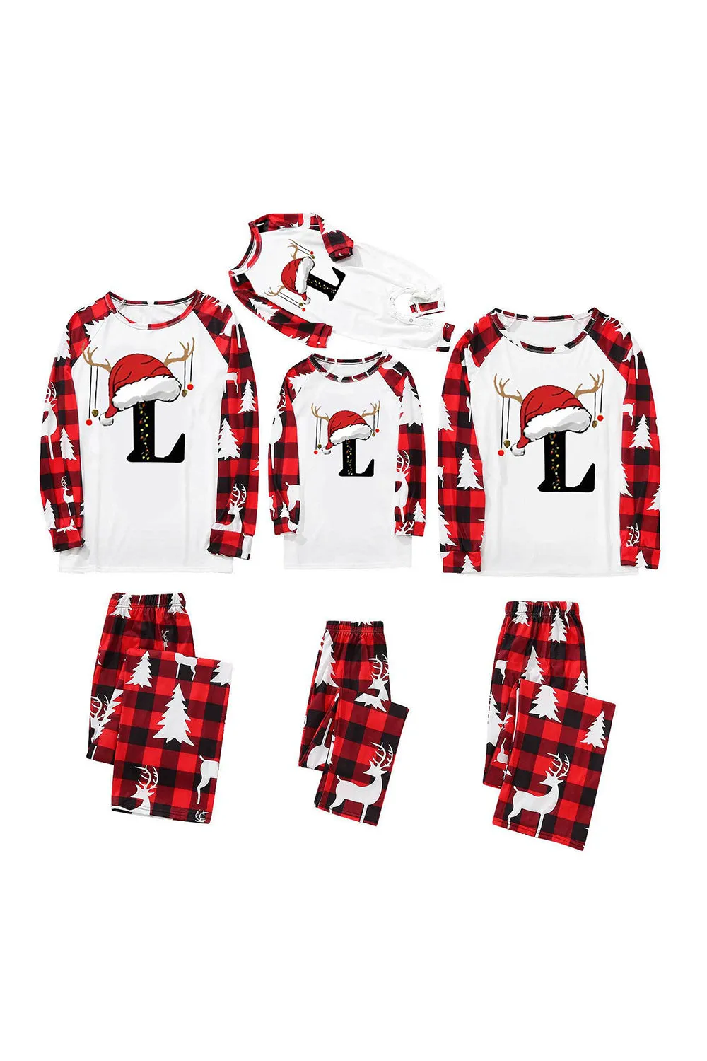 Red and Black Plaid Christmas Hat Printed Family Pajamas Set sold by Zapaka product image thumbnail 2