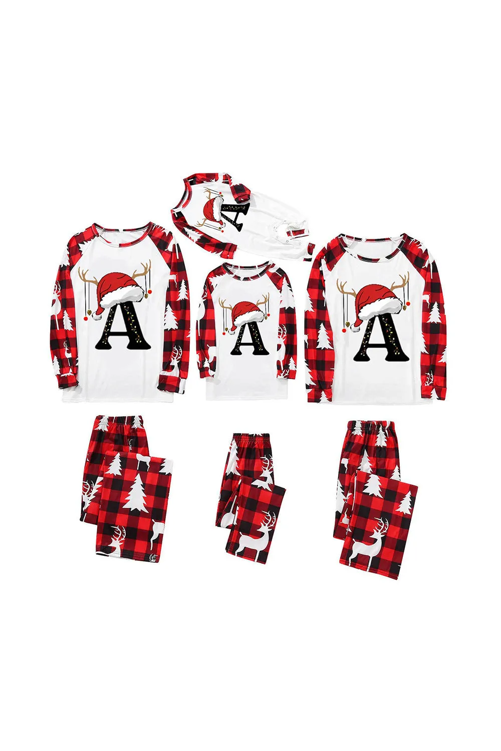 Red and White Christmas Printed Family Matching Pajamas Set sold by Zapaka