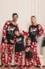 Black Red Deer Pattern Family Christmas Pajamas with Long Sleeve sold by Zapaka