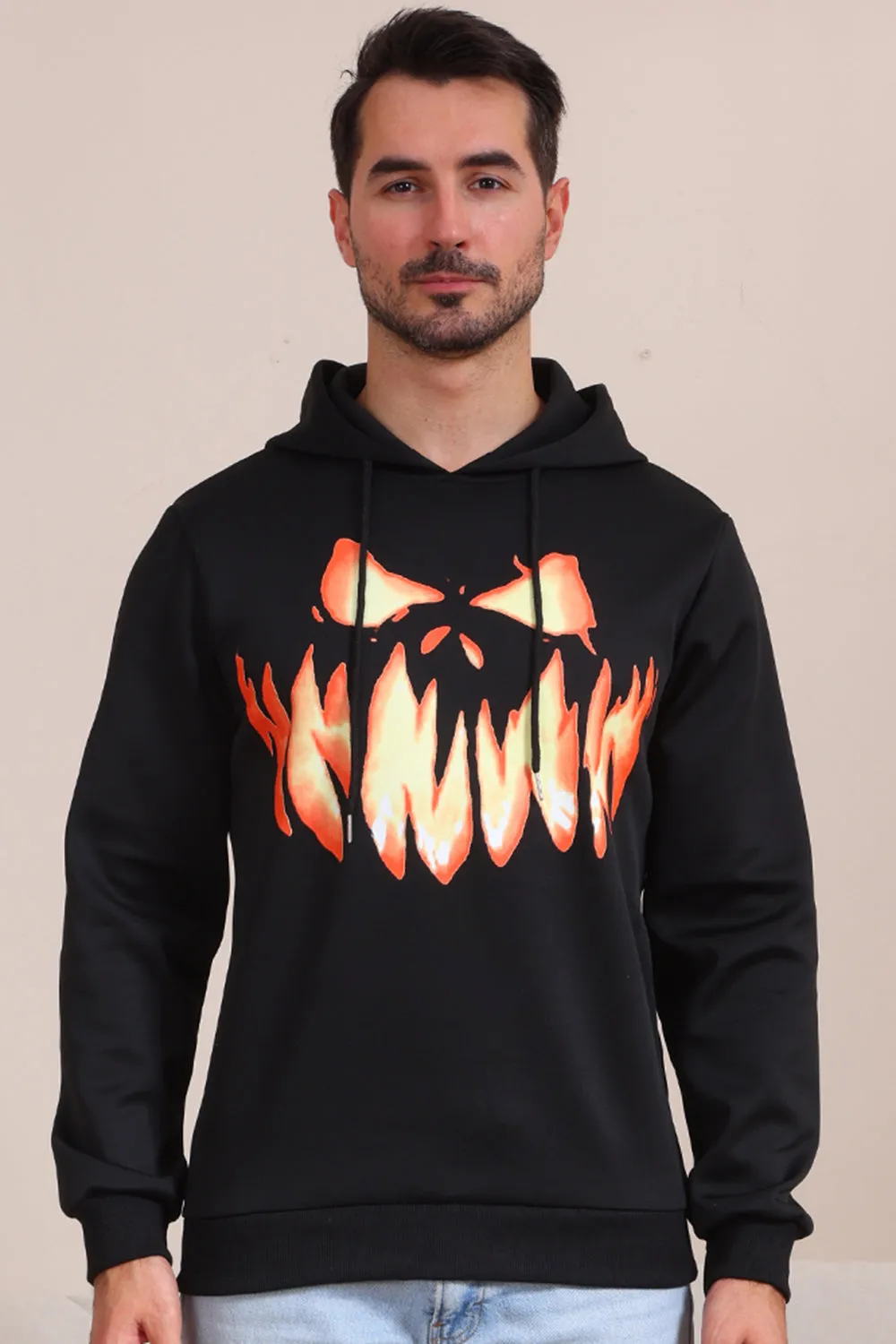 Black Devil Pumpkin Print Hooded Halloween Family Sweatshirts sold by Zapaka product image thumbnail 2