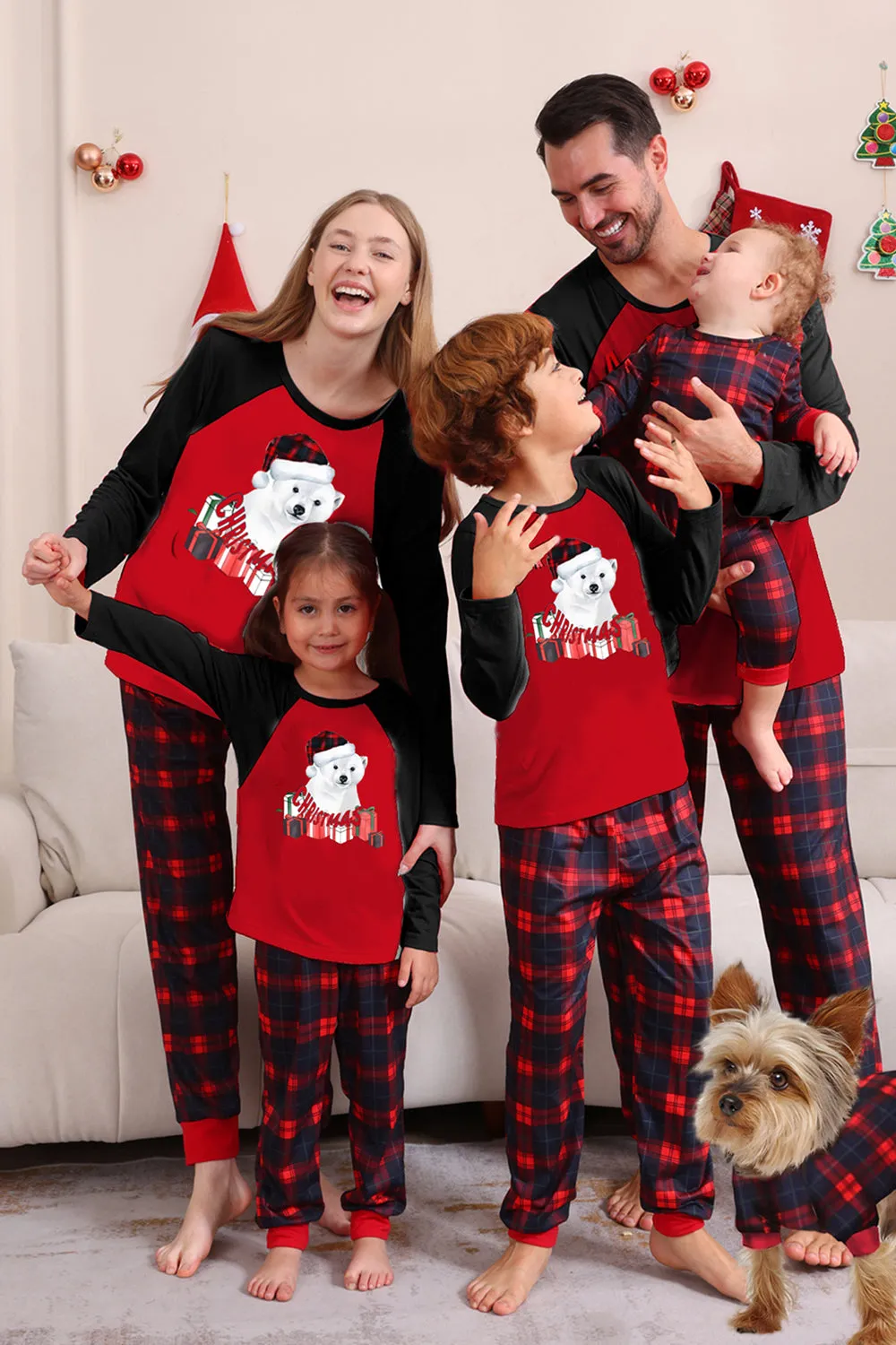 Red Bear Red Dear Merry Christmas Family Pajama Set sold by Zapaka