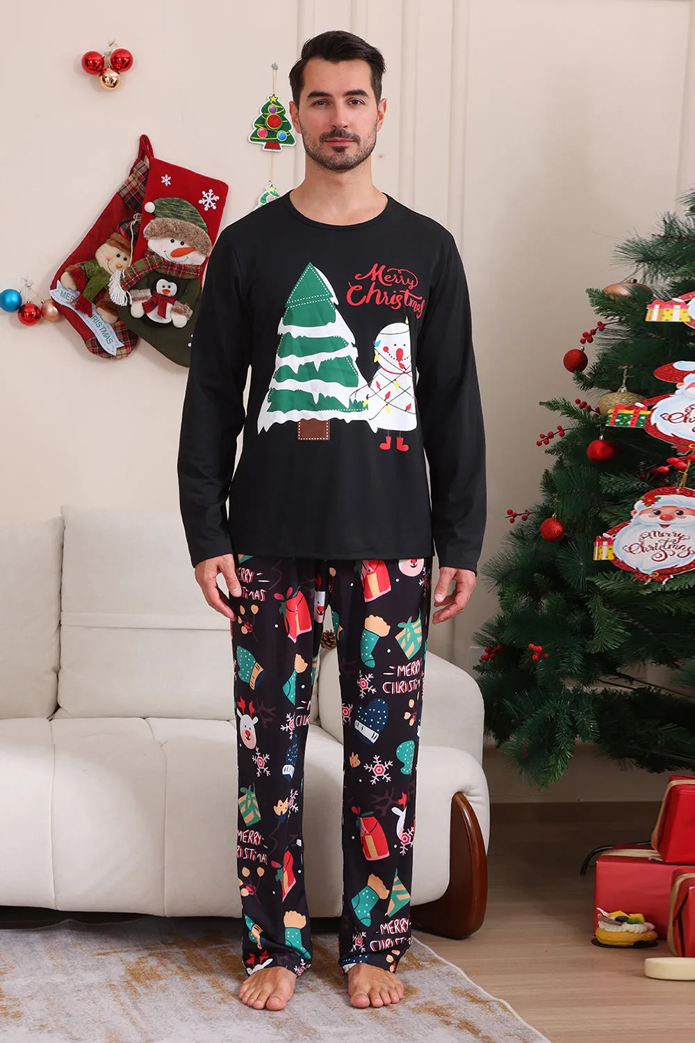 Black Merry Christmas Family Pajama Set sold by Zapaka product image thumbnail 3