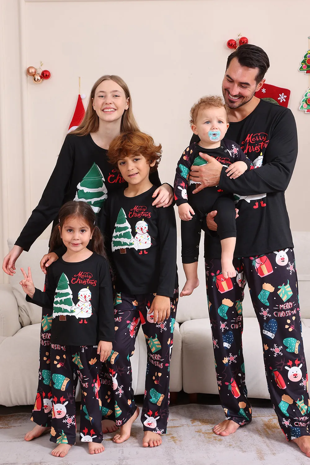 Black Merry Christmas Family Pajama Set sold by Zapaka
